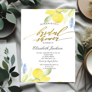 Invitation Fête des mariées aux citrons aquarelle