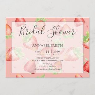 Invitation Fête des mariées aux fraises Tea Party