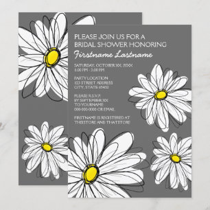 Invitation Fête des mariées avec Fleurs marguerites modernes