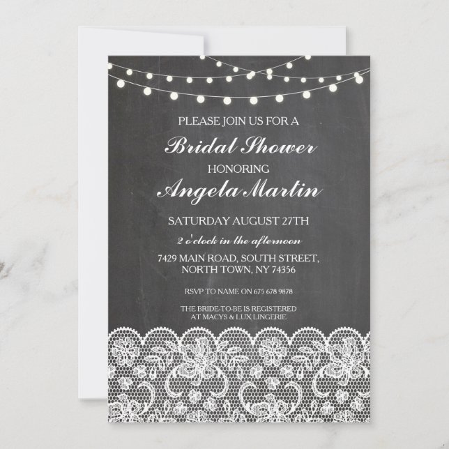 Invitation Fête des mariées Bachelorette Party Chalk Lace Inv (Devant)