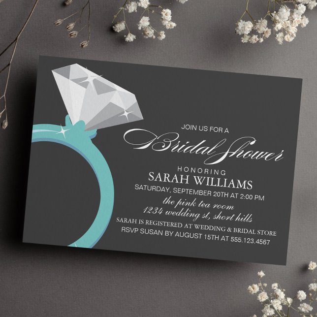 Invitation Fête des mariées Bague Diamant Bleu (Créateur téléchargé)