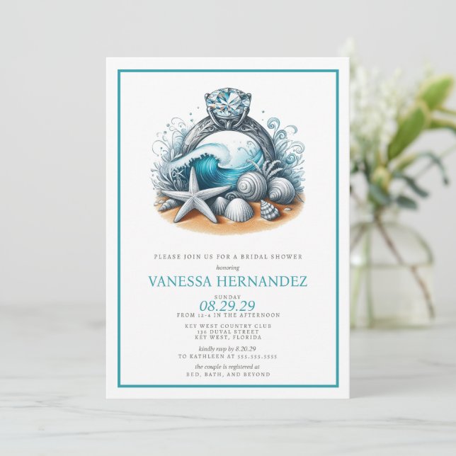 Invitation Fête des mariées Beach Bride (Debout devant)