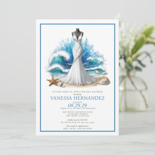 Invitation Fête des mariées Beach Bride (Debout devant)
