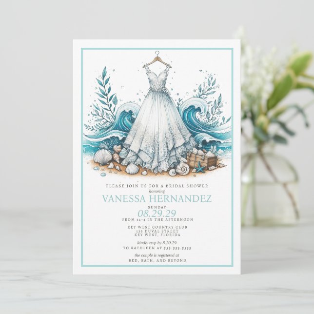 Invitation Fête des mariées Beach Bride (Debout devant)