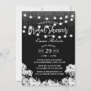 Invitation Fête des mariées Bébé's Breath Modern Black Partie