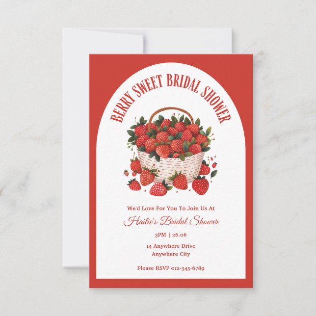 Invitation Fête des mariées Berry Sweet Strawberry (Devant)