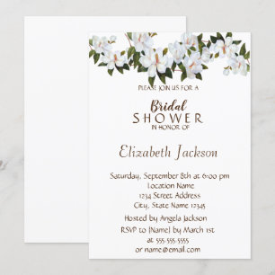 Invitation Fête des mariées blanche Magnolia Bloosom