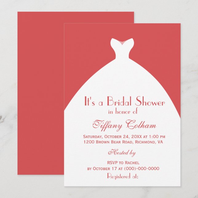 Invitation Fête des mariées blanche Mariage rose (Devant / Derrière)