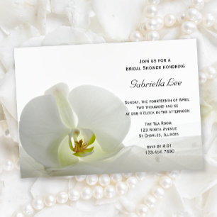 Invitation Fête des mariées blanche orchidée et voile