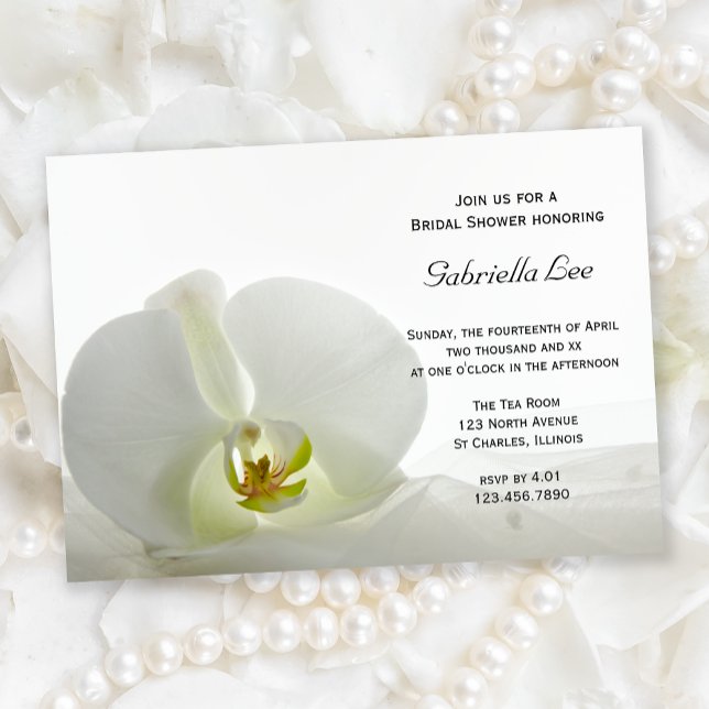 Invitation Fête des mariées blanche orchidée et voile (Créateur téléchargé)