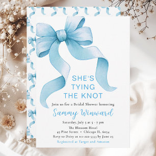 Invitation Fête des mariées Bleue Coquette Bow