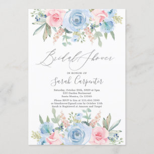 Invitation Fête des mariées bleue et blush