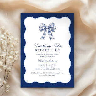 Invitation Fête des mariées Bleue Moderne Rétro