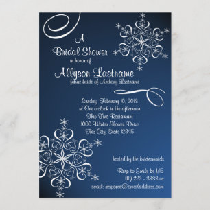 Invitation Fête des mariées bleue Snowflake