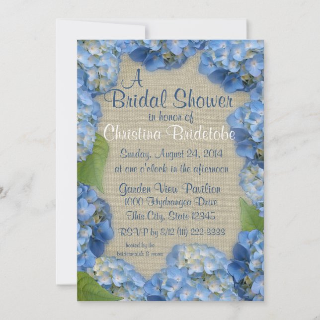 Invitation Fête des mariées Blue Hydrangea (Devant)