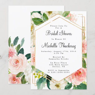 Invitation Fête des mariées Blush Et Gold