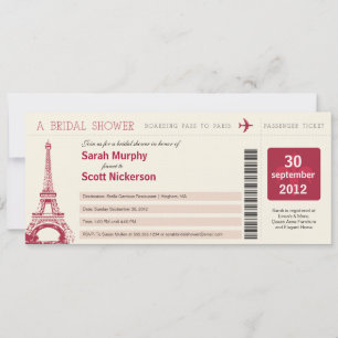 Invitation Fête des mariées Boarding Pass à Paris France