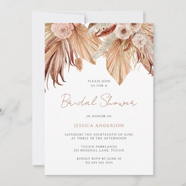 Invitation Fête des mariées Bohème Florale Terracotta Boho (Devant)