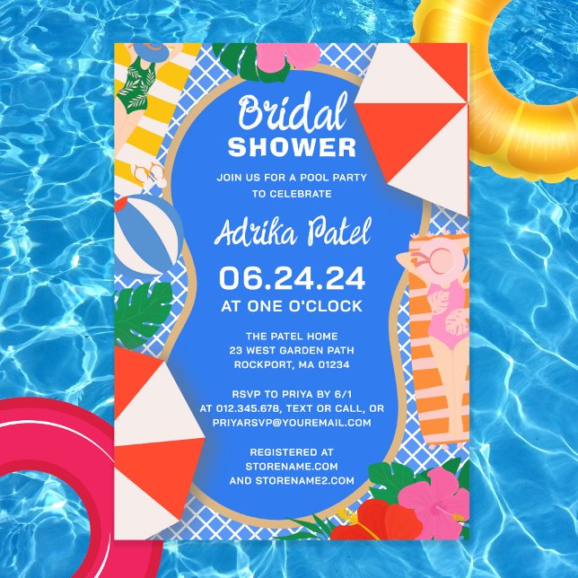 Invitation Fête des mariées Boho de la Piscine Tropicale (Créateur téléchargé)