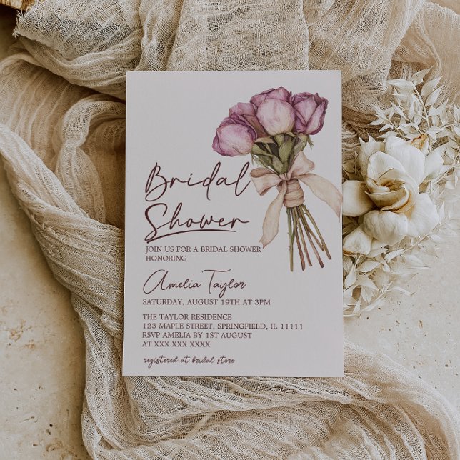 Invitation Fête des mariées Boho élégant de la Bow florale (Créateur téléchargé)