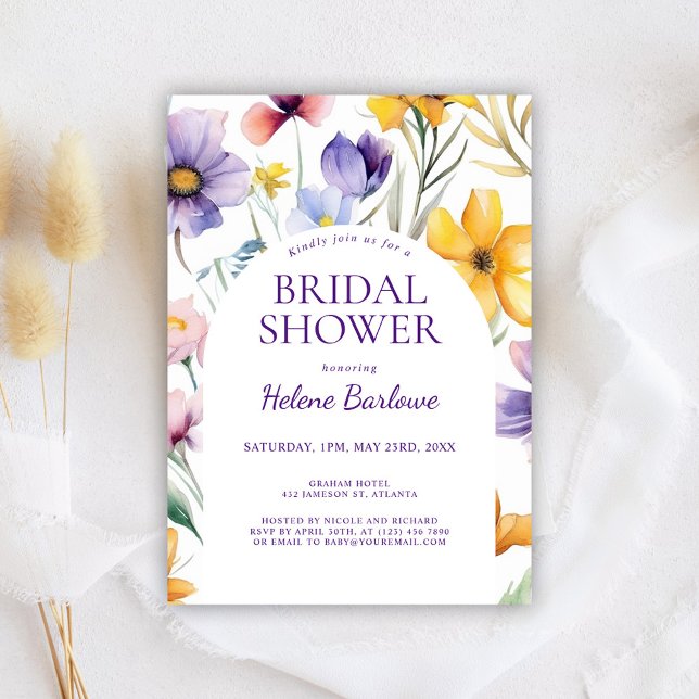 Invitation Fête des mariées Boho été Fleur sauvage aquarelle (Watercolor Wildflower Bridal Shower Invitation)