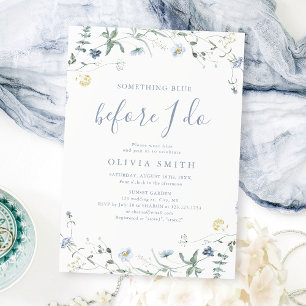 Invitation Fête des mariées Boho Fleur sauvage bleu