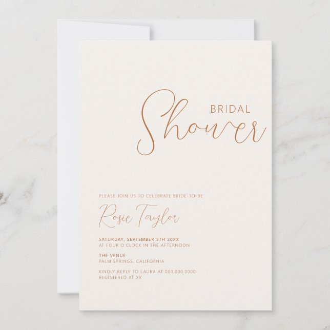 Invitation Fête des mariées Boho minimale (Devant)