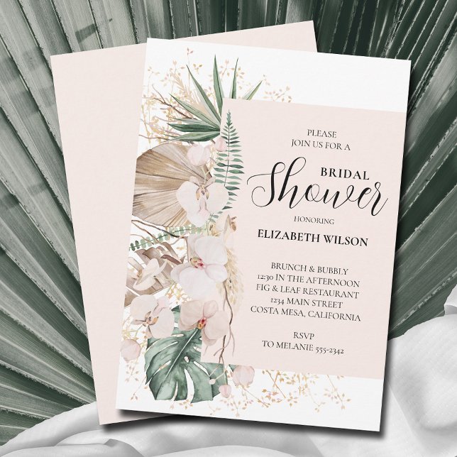 Invitation Fête des mariées Boho Orchids Palms (Créateur téléchargé)