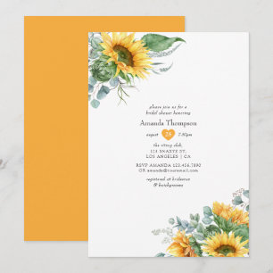 Invitation Fête des mariées Boho Sunflower Eucalyptus