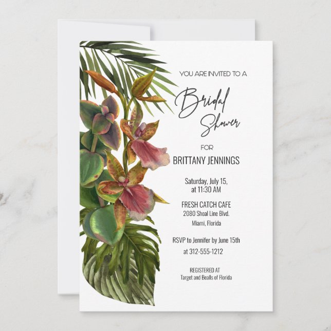 Invitation Fête des mariées botanique de l'orchidée de Breeze (Devant)