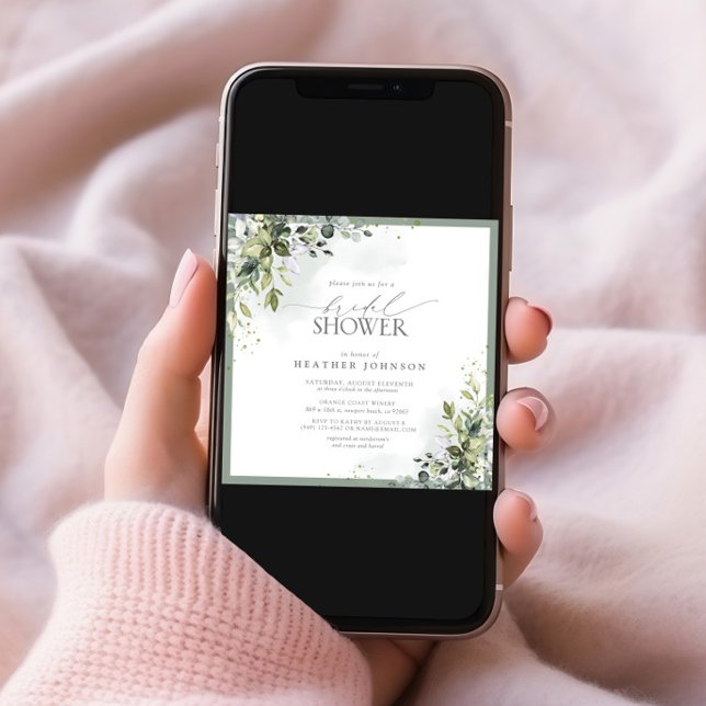 Invitation Fête des mariées botanique Dusty Blue Eucalyptus (Créateur téléchargé)