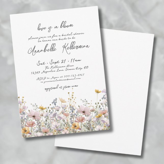 Invitation Fête des mariées botanique florale fleur sauvage (Wildflower Botanical Floral Boho Bridal Shower Invitation)