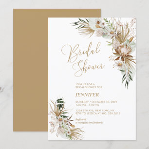 Invitation Fête des mariées botanique Green & Gold Boho