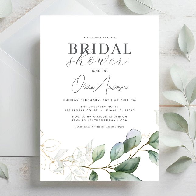 Invitation Fête des mariées botanique moderne Eucalyptus Boho (Créateur téléchargé)