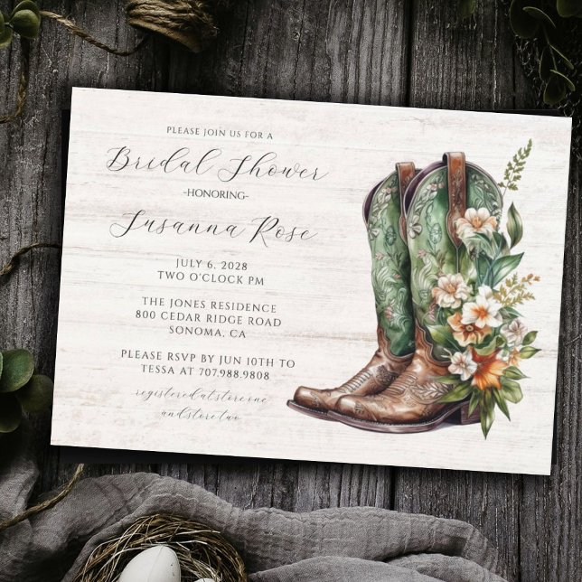 Invitation Fête des mariées Bottes rustiques (Créateur téléchargé)