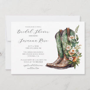 Invitation Fête des mariées Bottes rustiques