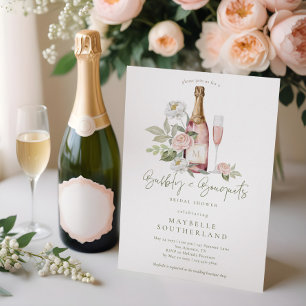 Invitation Fête des mariées Bouquet Bubly Prosecco Watercolor