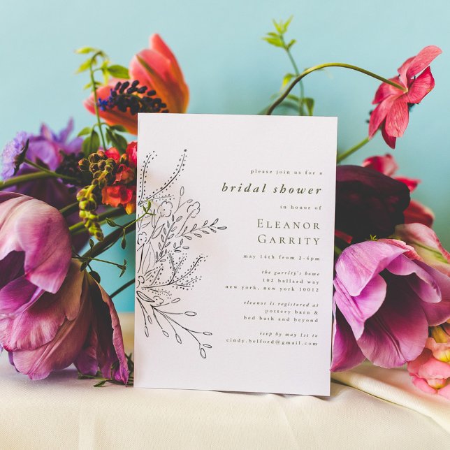 Invitation Fête des mariées Bouquet débordante (Créateur téléchargé)