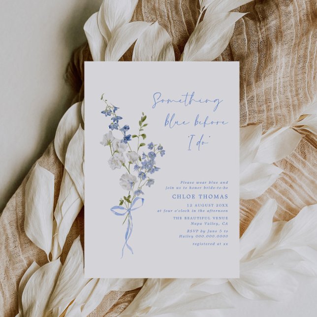 Invitation Fête des mariées Bouquet Fleur sauvage bleu (Créateur téléchargé)