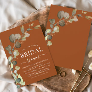 Invitation Fête des mariées Brûlé Orange Vert Eucalyptus
