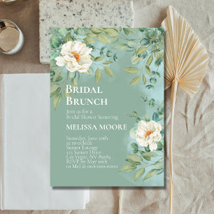 Invitation Fête des mariées Brunch Argent Sage Eucalyptus Fle