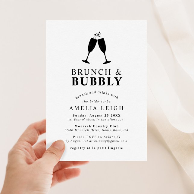Invitation Fête des mariées Brunch & Bubbly Boissons (Créateur téléchargé)