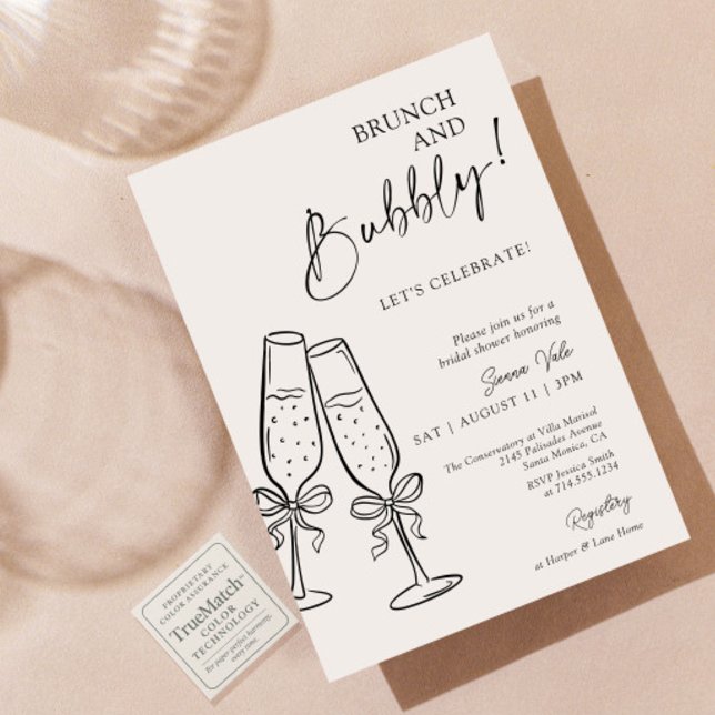 Invitation Fête des mariées Brunch & Bubbly Champagne Black B (Créateur téléchargé)