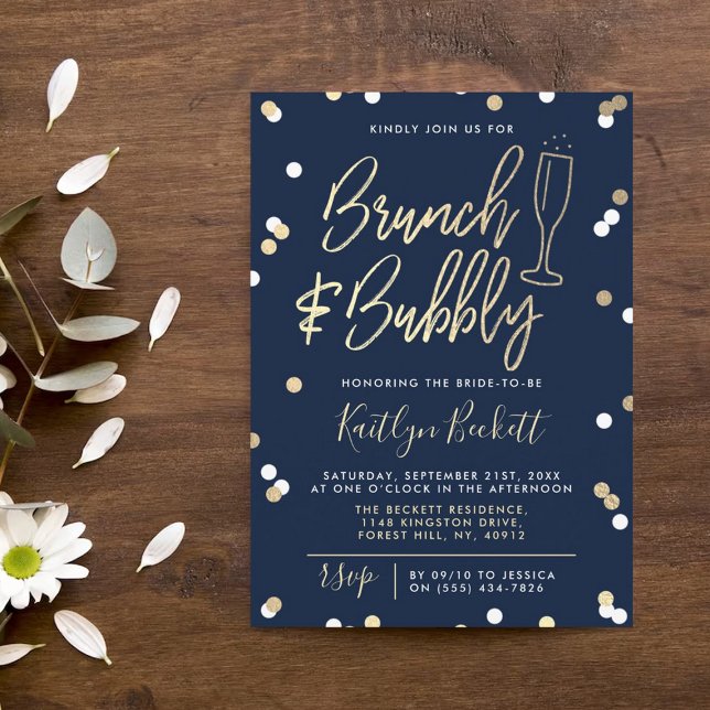 Invitation Fête des mariées Brunch & Bubbly Confetti (Créateur téléchargé)