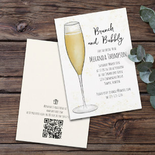 Invitation Fête des mariées Brunch Bubbly QR Code Cadeau Regi