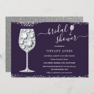 Invitation Fête des mariées Bubbly en argent violet