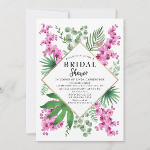 Invitation Fête des mariées budgétaire Tropical Floral QR Cod