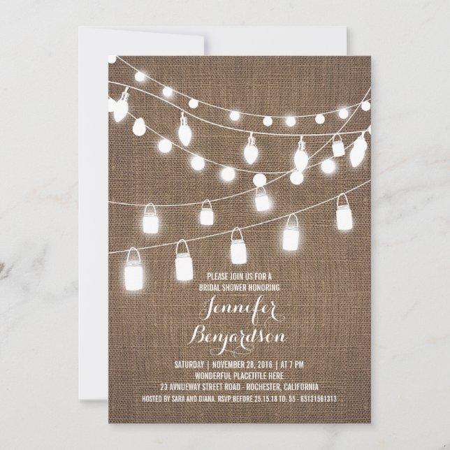 Invitation Fête des mariées Burlap Rustique (Devant)
