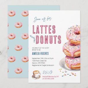 Invitation Fête des mariées Café Lattes Donuts Bride Brunch