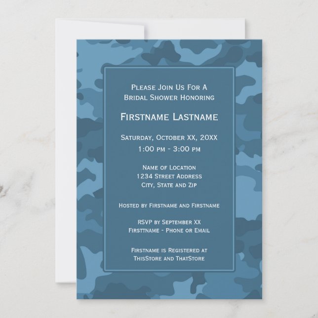 Invitation Fête des mariées Camo ou partie d'engagement (Devant)